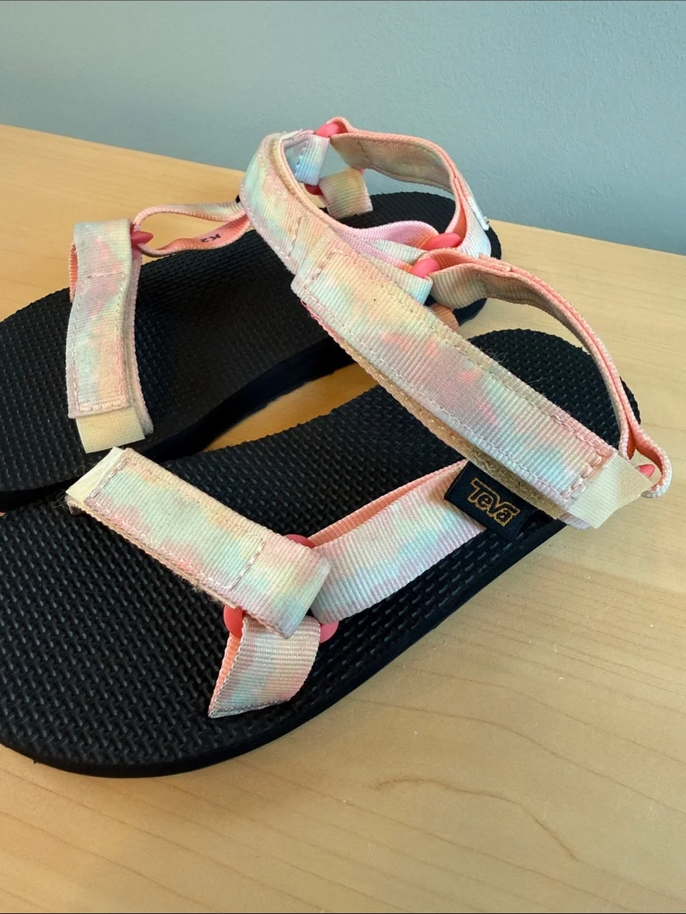 Teva Kids Sandals in pink, green, and yellow